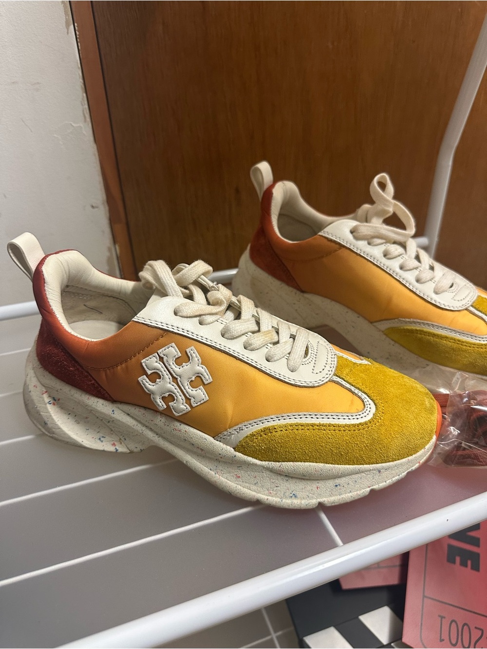 Tory Burch Yellow & Orange Gradient Women's Sneakers with Cream Accents